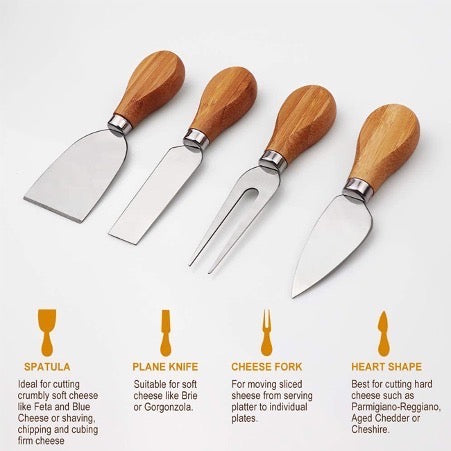 Minnie 5-Piece Round Bamboo Charcuterie Board Set with Hidden Knife Storage - 22cm Free Shipping