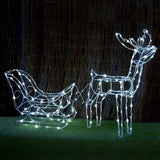 Solar-Powered Illuminated Reindeer Sleigh - 145 cm