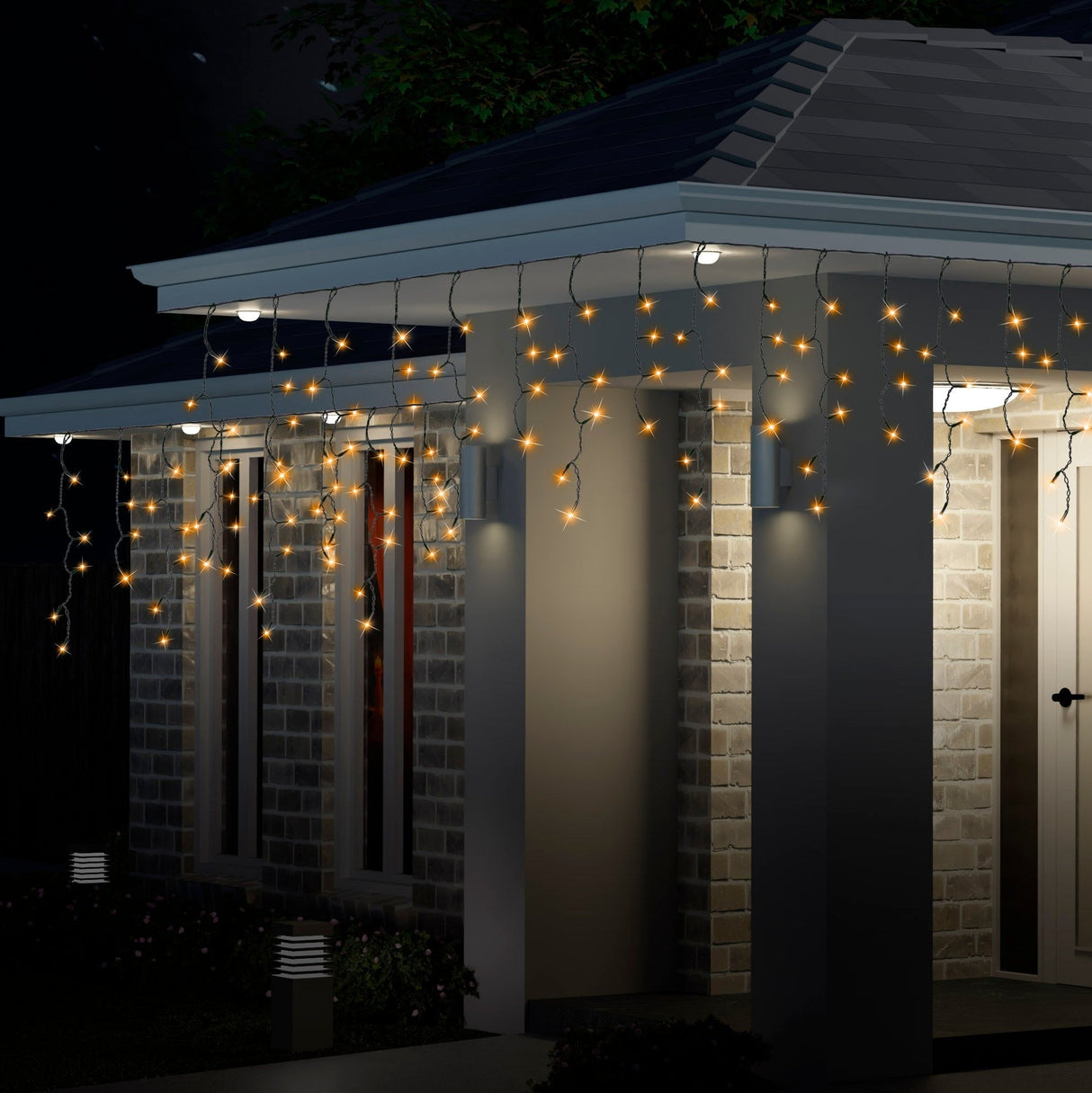 300 LED Color-Changing Icicle Lights - Warm White Option Available