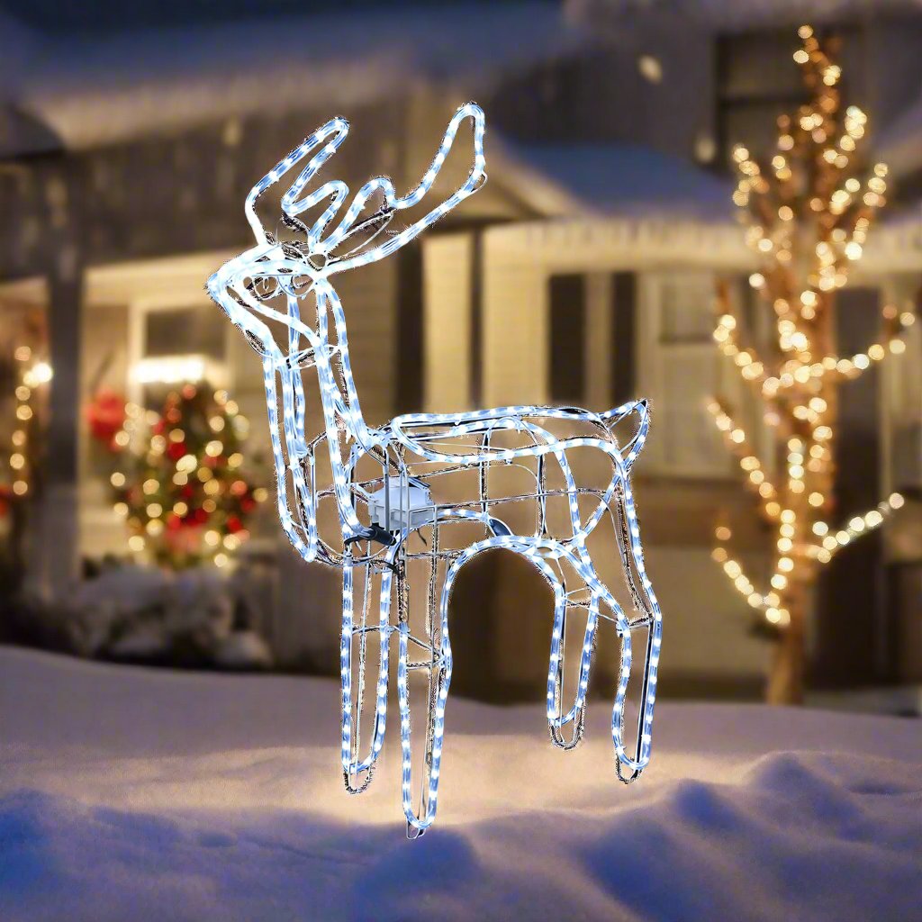 Small Moving Cool White LED Ropelight Reindeer for Outdoor Decoration - Two Styles Available