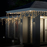 Solar 400 LED Icicle Lights - Enchanting Holiday Illumination in 3 Colors - Top-Down View
