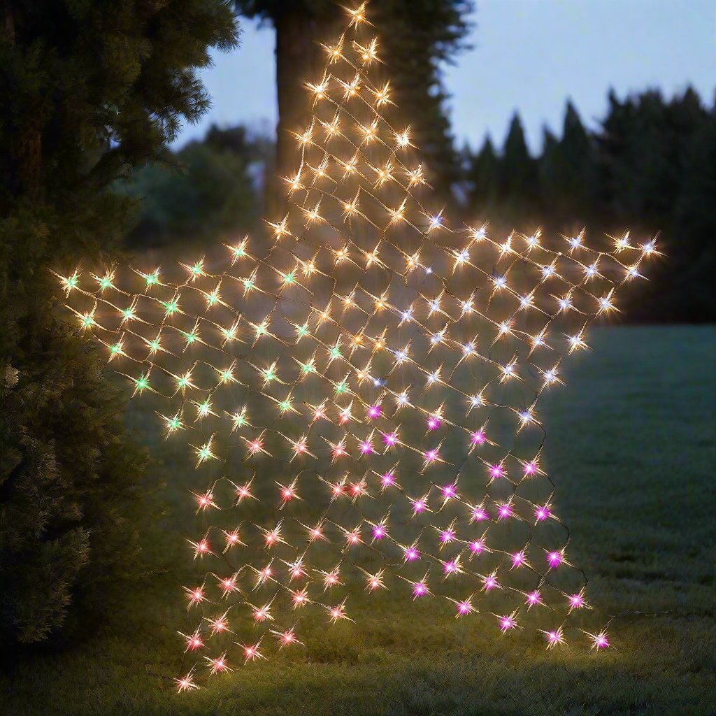 Colorful Solar Star Net LED Fairy Lights – 150 Bulbs, 150cm