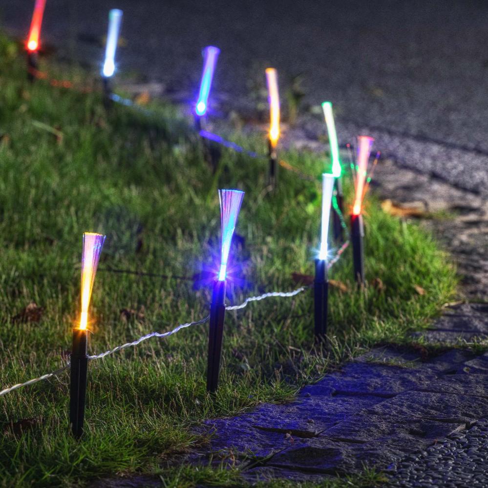 Colorful Solar-Powered Fiber Optic Garden Path Lights - 20 Pack