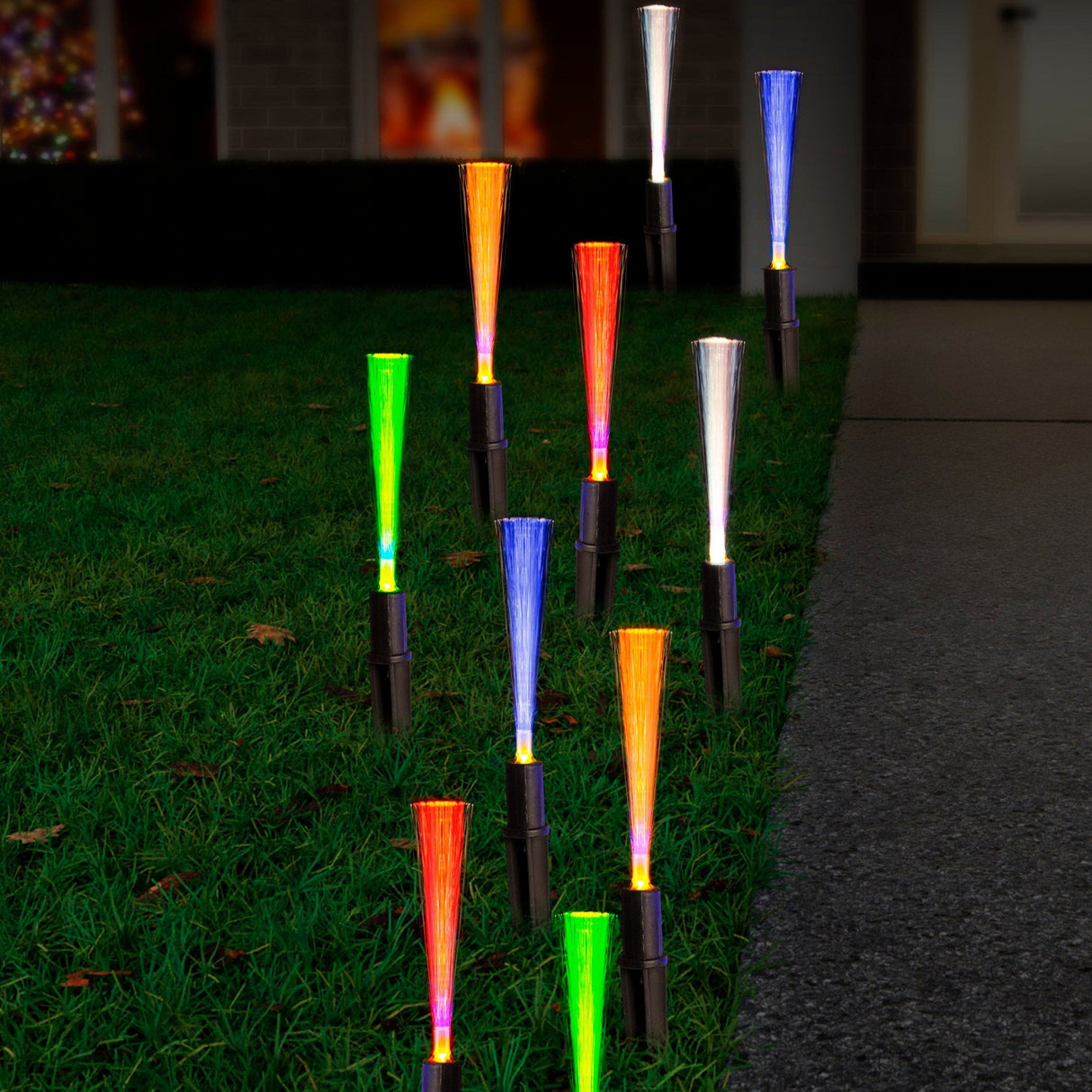 Colorful Solar-Powered Fiber Optic Garden Path Lights - 20 Pack