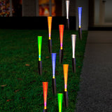 Colorful Solar-Powered Fiber Optic Garden Path Lights - 20 Pack - Top-Down View