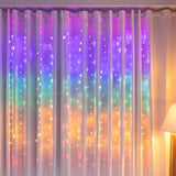 Vibrant Connectable Rainbow LED Curtain Lights - Two Length Options (3.6m) - Top-Down View