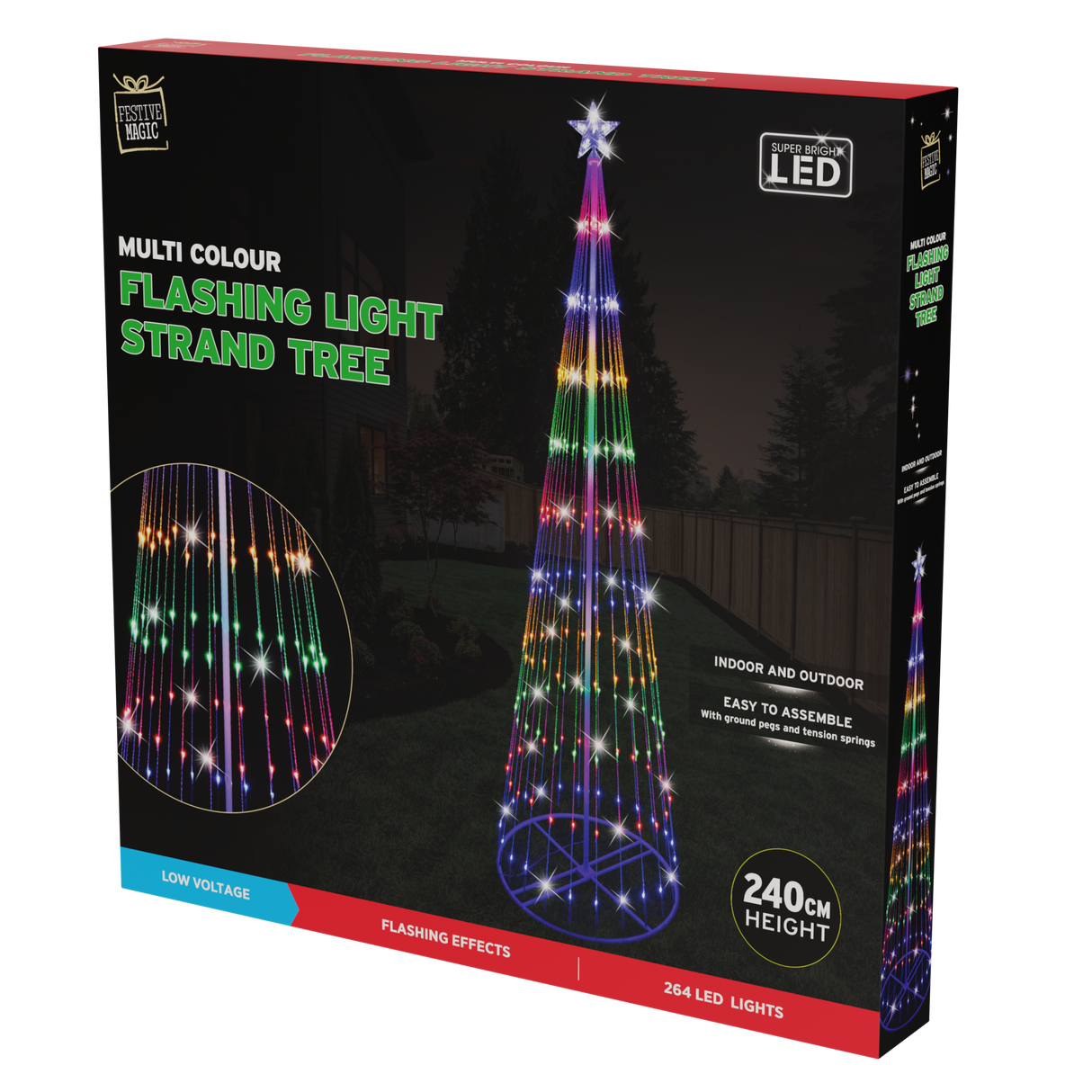 Illuminated 2.4m Multicolor LED Digital Christmas Tree Strands