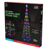 Illuminated 2.4m Multicolor LED Digital Christmas Tree Strands - Side View