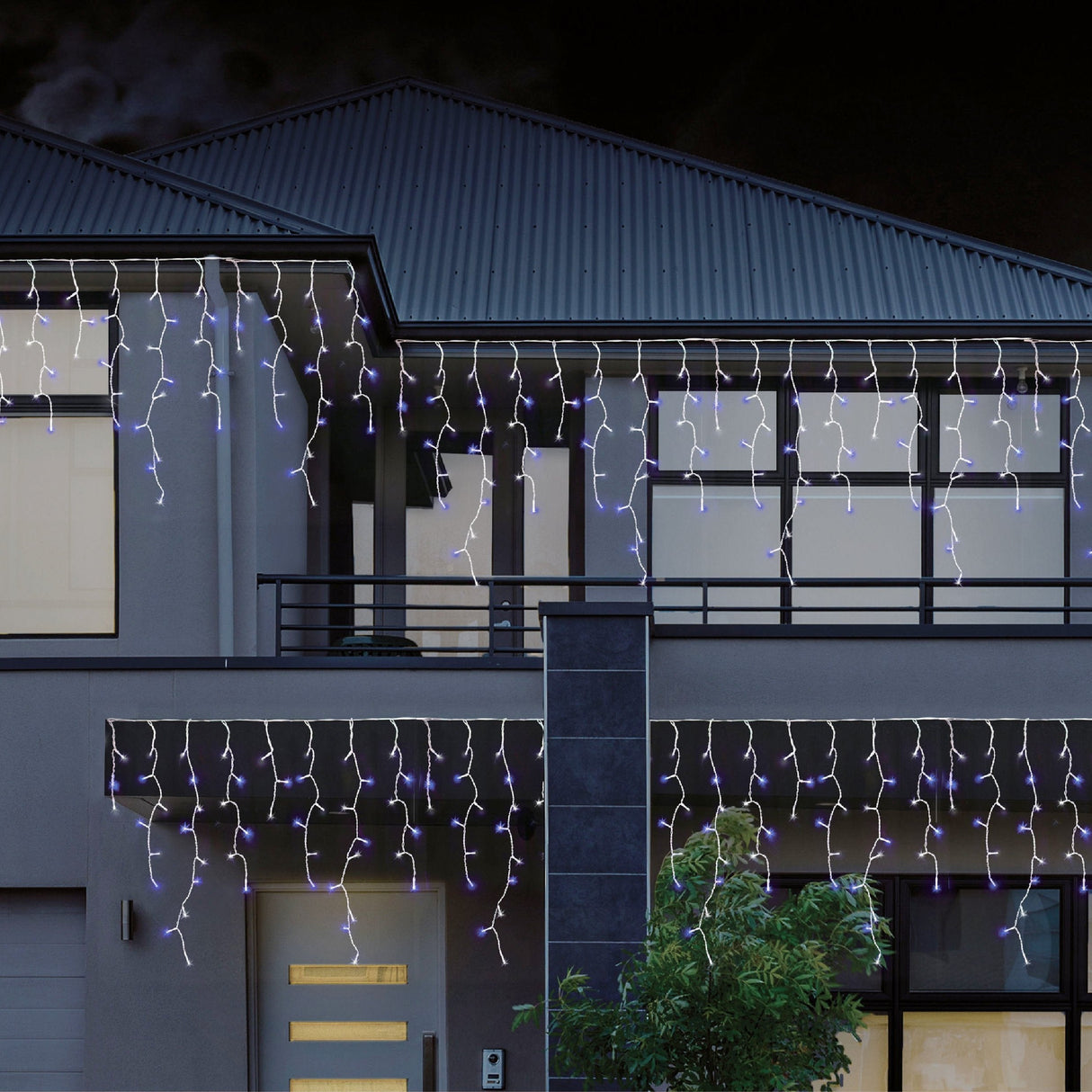 480 LED Snowing Icicle Lights - 4 Enchanting Color Options - White & Blue