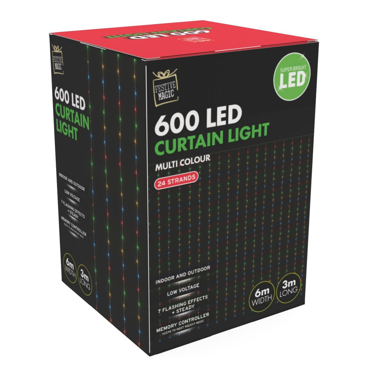Vibrant 600 LED Color Changing Curtain Lights - 6m x 3m