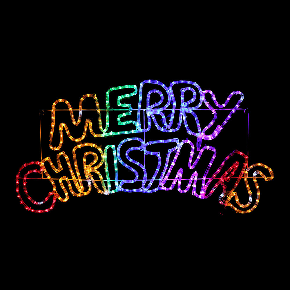 Colorful Twinkling LED Rope Light: Festive "MERRY CHRISTMAS" Display