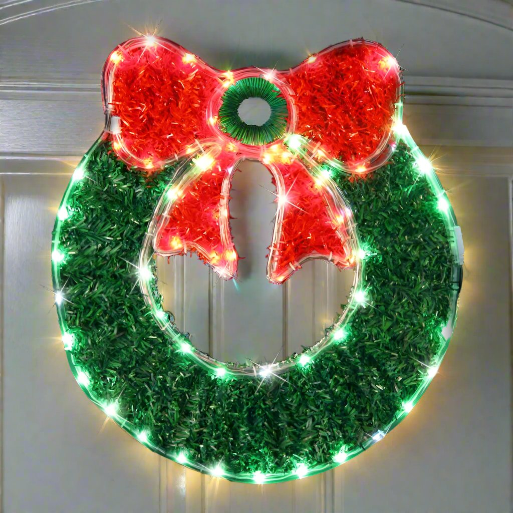 Sparkling Holiday Tinsel LED Wreath – 50cm Festive Decoration