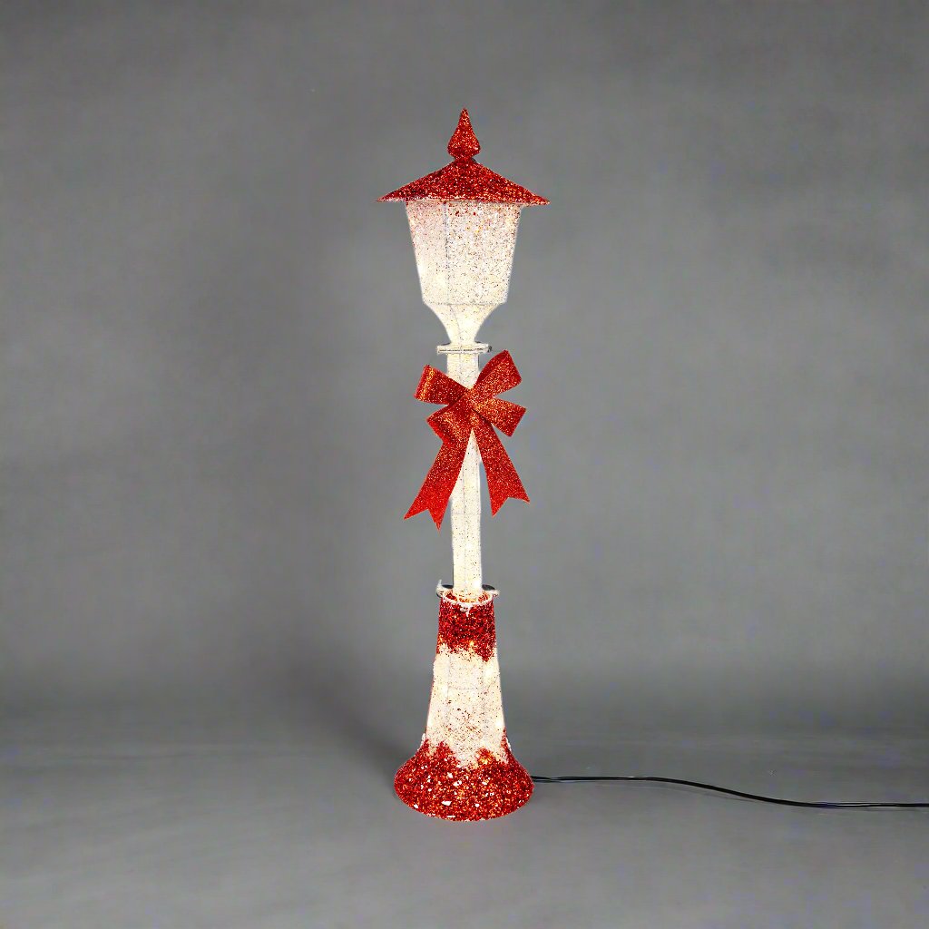 Twinkling LED Glitter Street Lamp 120cm - Available in Silver and Red