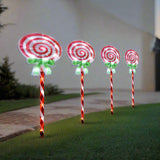 Colorful LED Candy Lollipop Path Lights - Set of 4 for Festive Illumination - Side View