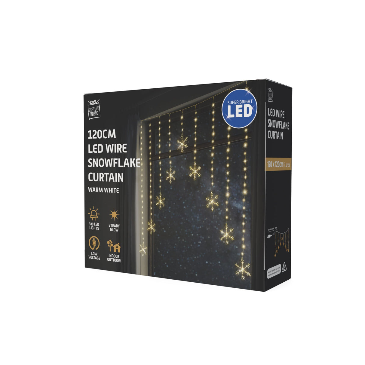 Cool White LED Snowflake Fairy Curtain Lights for Elegant Holiday Decor