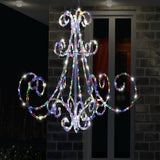 Vibrant LED Acrylic Chandelier with Flashing Effects in White and Multicolor - Rear View