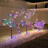 LED Acrylic Sleigh Reindeers Twinkle Multi - Front View