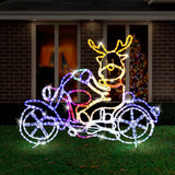 Whimsical LED Ropelight Reindeer Riding a Motorcycle Holiday Décor