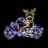 Whimsical LED Ropelight Reindeer Riding a Motorcycle Holiday Décor - Front View