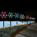 Magical Solar Snowflake Pathway Lights – 5 Pack, 35cm, Multicolor & Cool White Choices - Side View