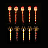 LED Candy Path Lights Set of 5 - Snowflake & Santa Outdoor Decor
