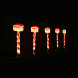 LED Candy Path Lights Set of 5 - Snowflake & Santa Outdoor Decor - Rear View
