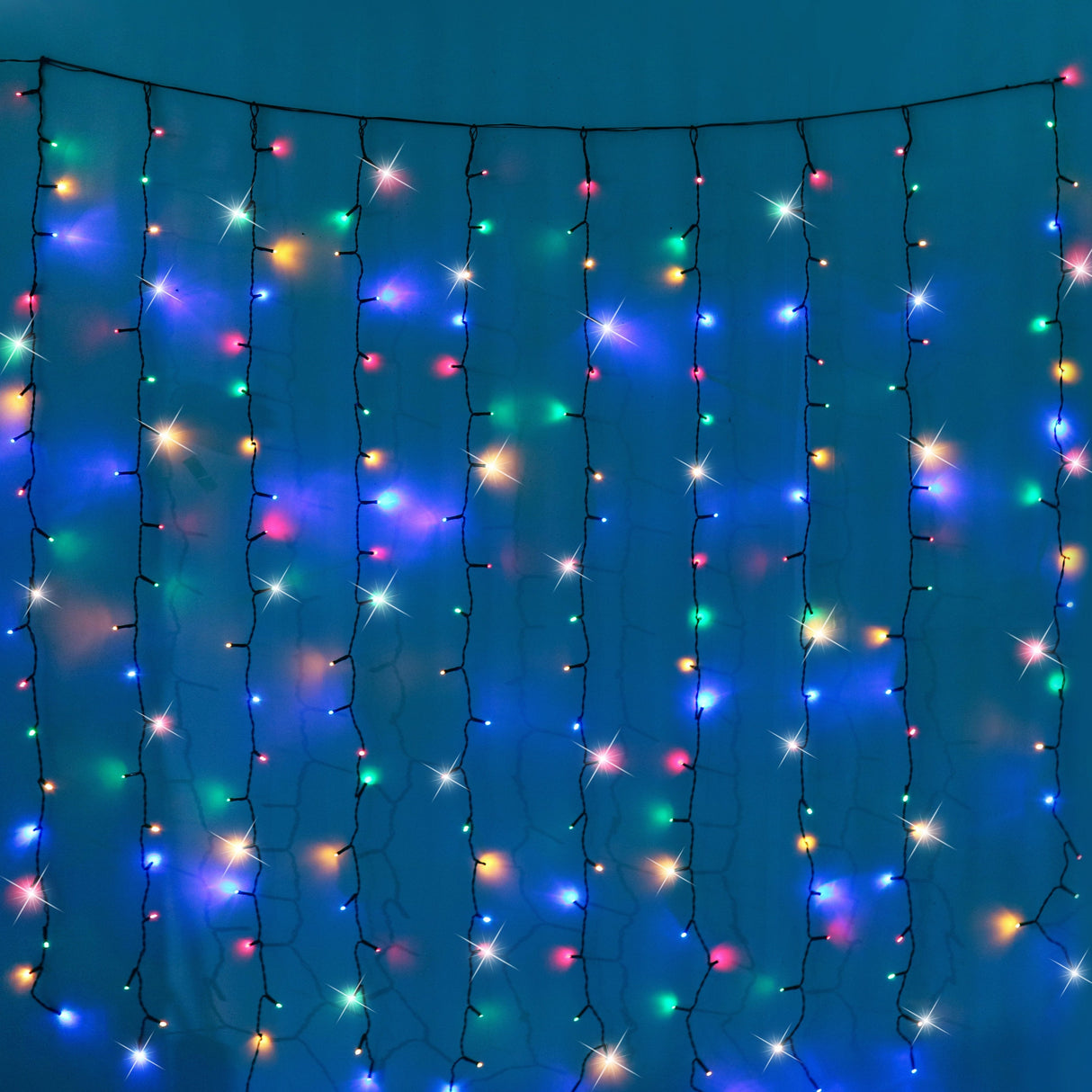 200 LED Battery-Powered Fairy Curtain Lights – 140 x 140cm, Available in 3 Elegant Colors - Warm White