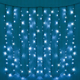 200 LED Battery-Powered Fairy Curtain Lights – 140 x 140cm, Available in 3 Elegant Colors - Warm White - 45-Degree Angle