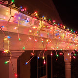 200 LED Battery-Powered Icicle Lights – Choose Between Cool White or Vibrant Multicolor - Front View