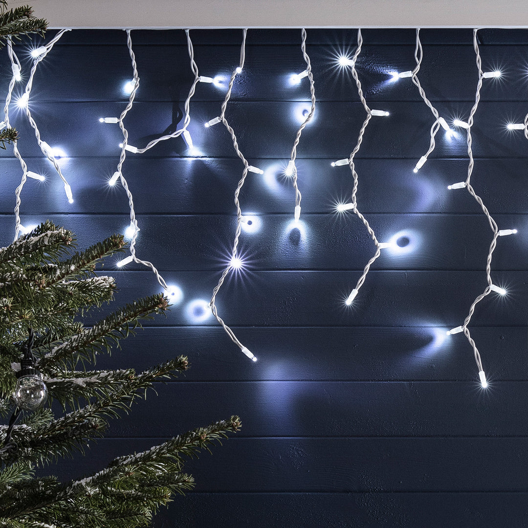 200 LED Battery-Powered Icicle Lights – Choose Between Cool White or Vibrant Multicolor