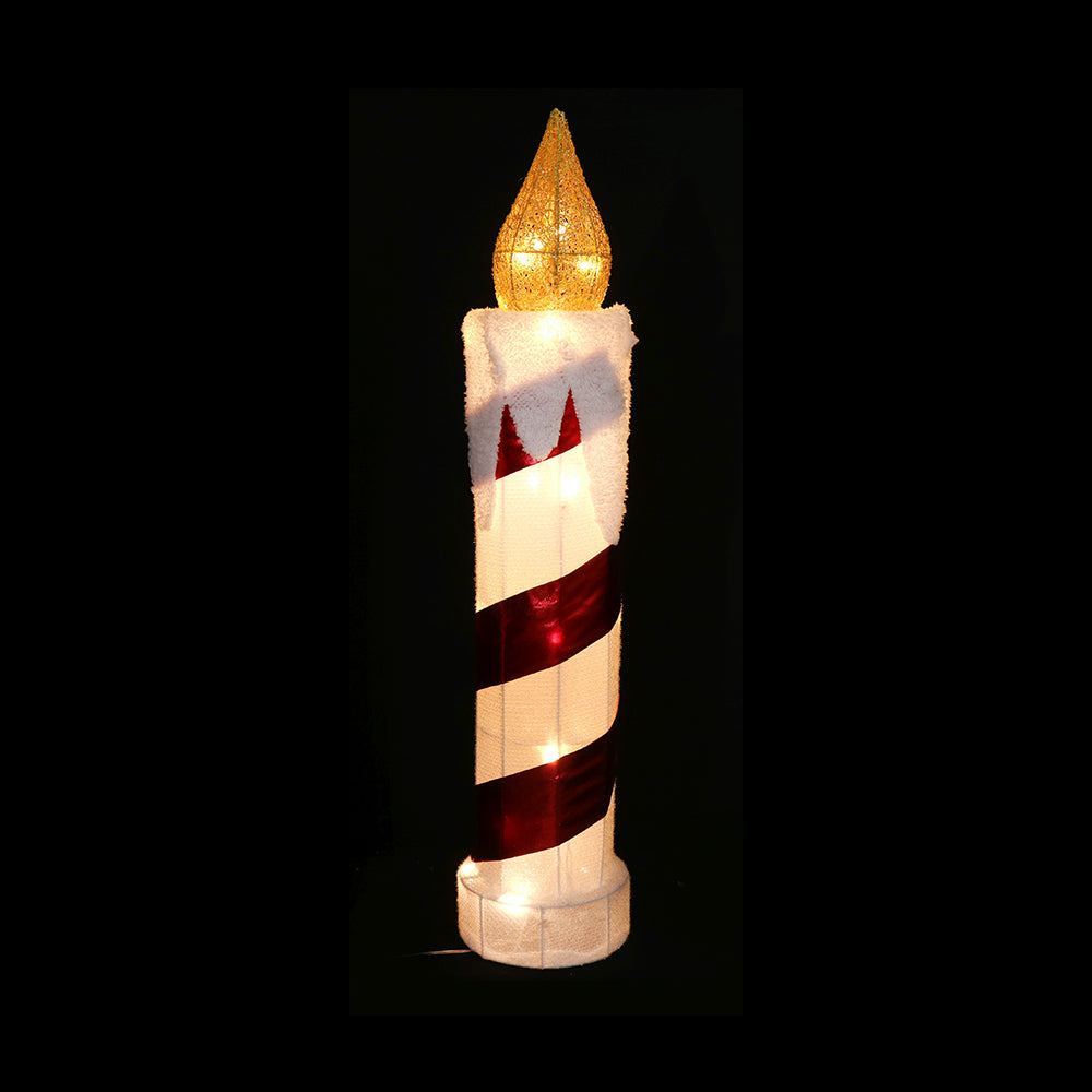 Glowing Twinkle Tinsel Candle - 77cm Holiday Decor in Red & Green or Red & White