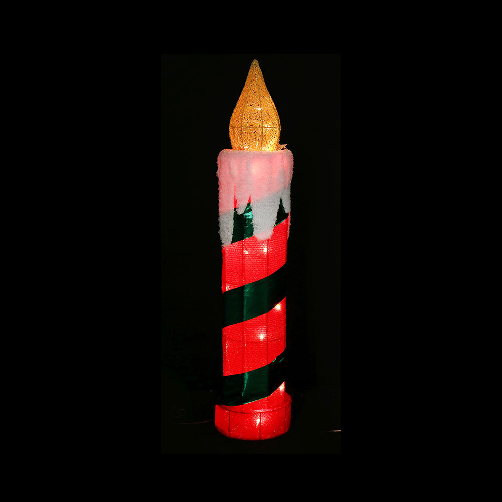 Glowing Twinkle Tinsel Candle - 77cm Holiday Decor in Red & Green or Red & White