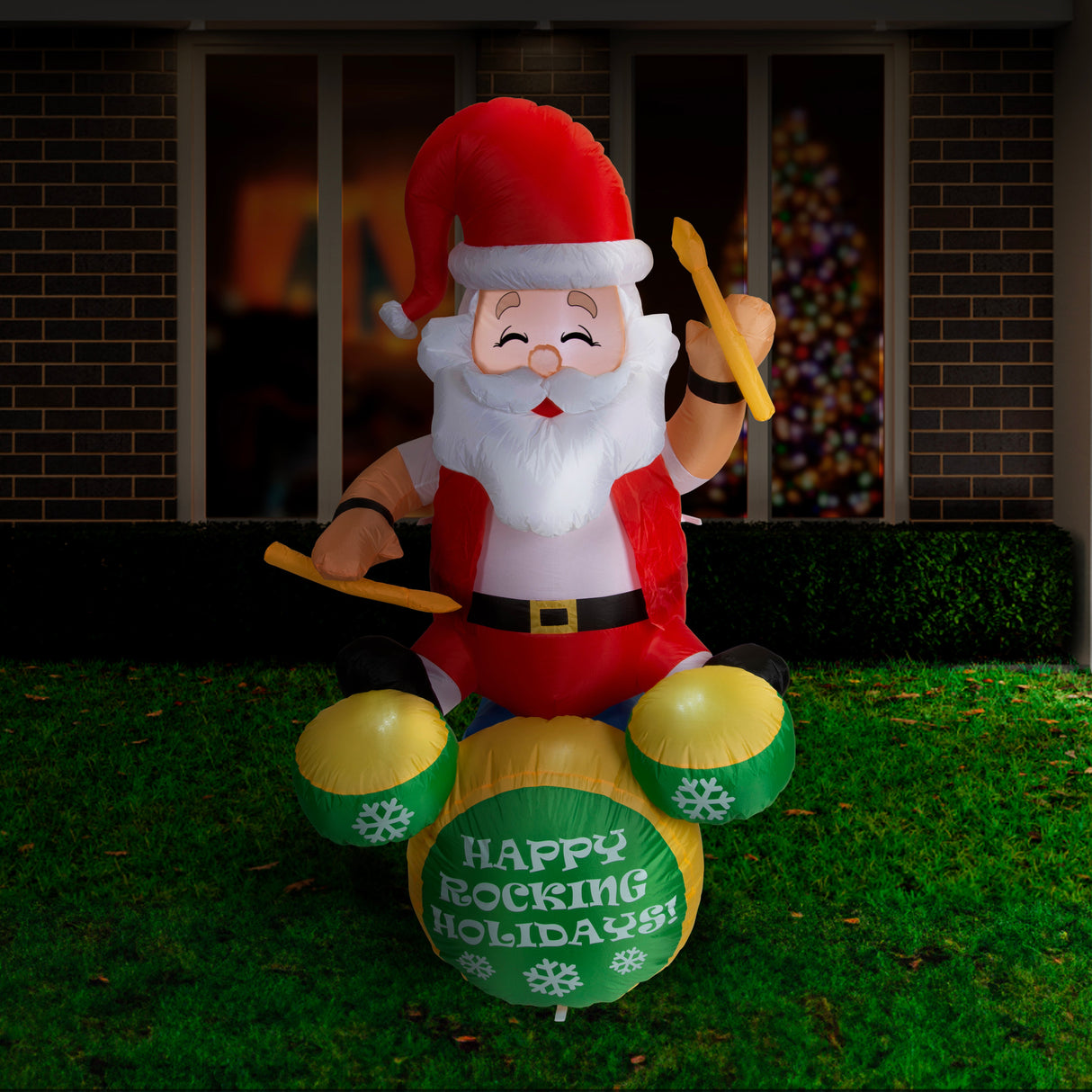Giant 180cm Inflatable Santa Claus on Rocking Chair Holiday Decoration