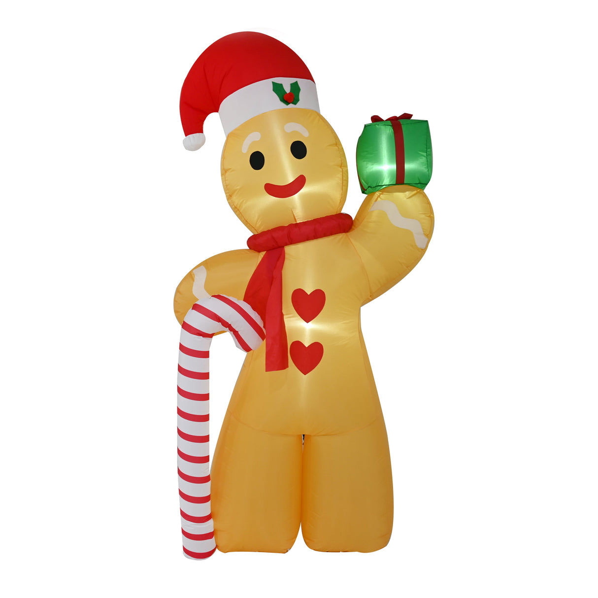 Inflatable 2.4m Gingerbread Man with Candy Cane – Holiday Decor Delight