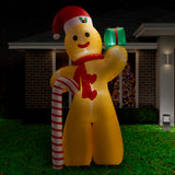 Inflatable 2.4m Gingerbread Man with Candy Cane – Holiday Decor Delight - Side View