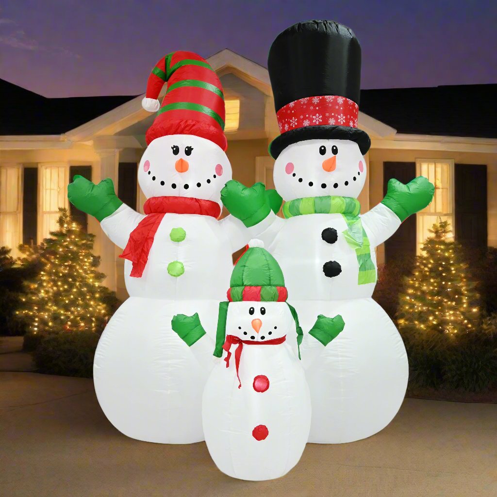 Airpower Inflatable Snowman Family Trio - 240cm Tall Holiday Decor Set