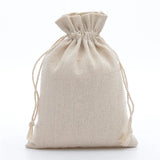 Elegant Cotton Linen Drawstring Pouches - Set of 10 - Front View
