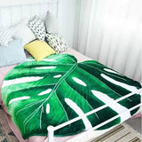 NNEOBA Green Leaf-Shaped Flannel Blanket - Front View