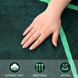 NNEOBA Green Leaf-Shaped Flannel Blanket - Side View