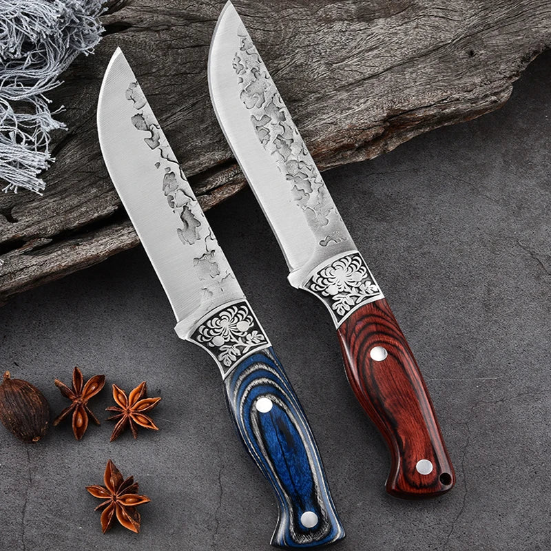 NNEOBA Premium Hand-Forged Chef Cleaver Knife Set with Protective Covers (2pcs)