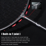 NNEOBA Elite Carbon Badminton Racket - Advanced Performance Up to 35 lbs - Top-Down View