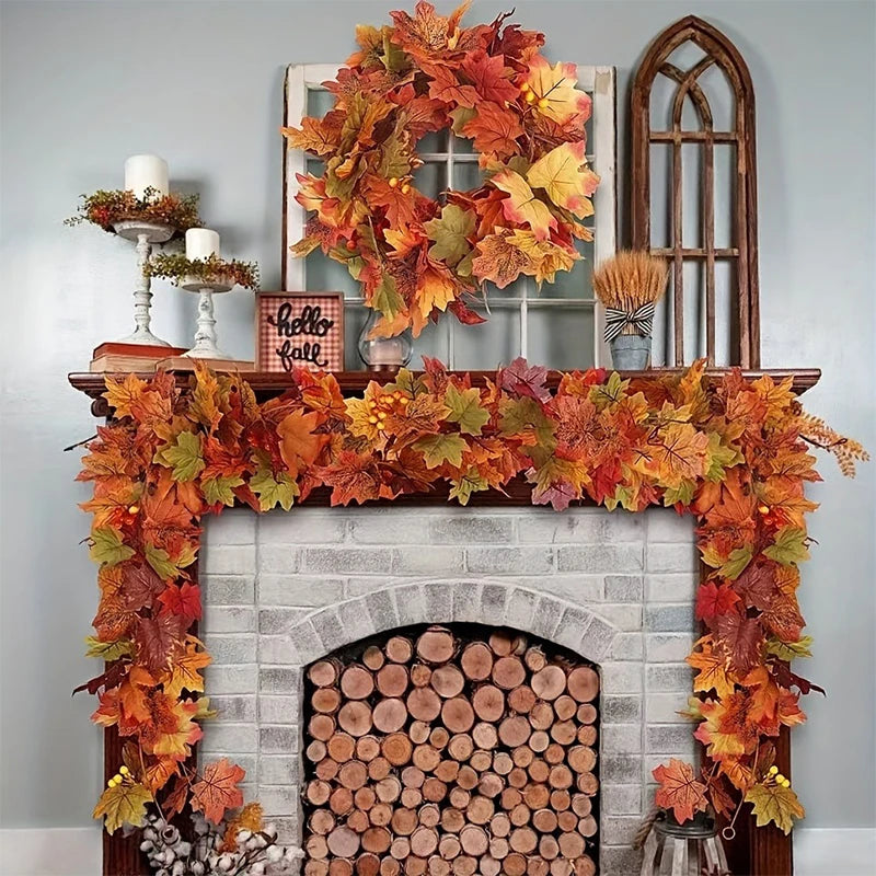 Vibrant 2M Autumn Maple Leaf Decorative Garland