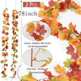 Vibrant 2M Autumn Maple Leaf Decorative Garland - Side View
