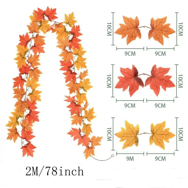 Vibrant 2M Autumn Maple Leaf Decorative Garland