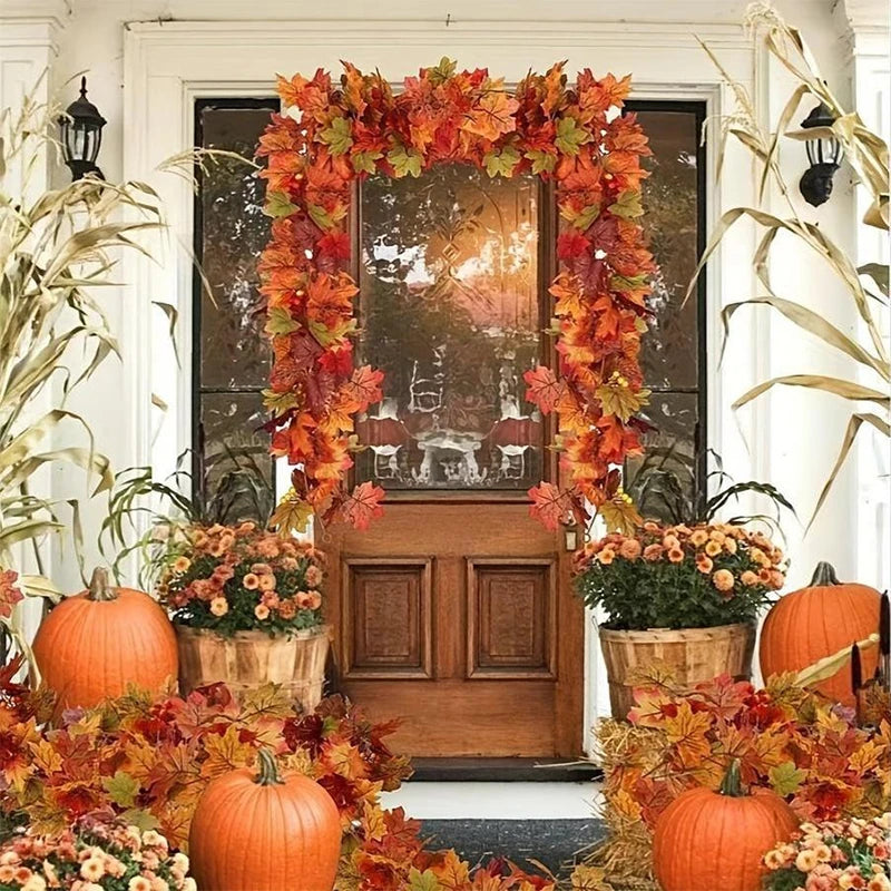 Vibrant 2M Autumn Maple Leaf Decorative Garland