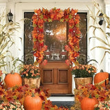 Vibrant 2M Autumn Maple Leaf Decorative Garland - Close-Up Angle