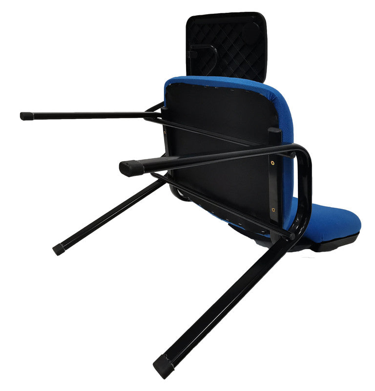 Blue NNECN Classroom Lecture Chairs with Removable Tablet Top - Set of 6 for Training and Conference