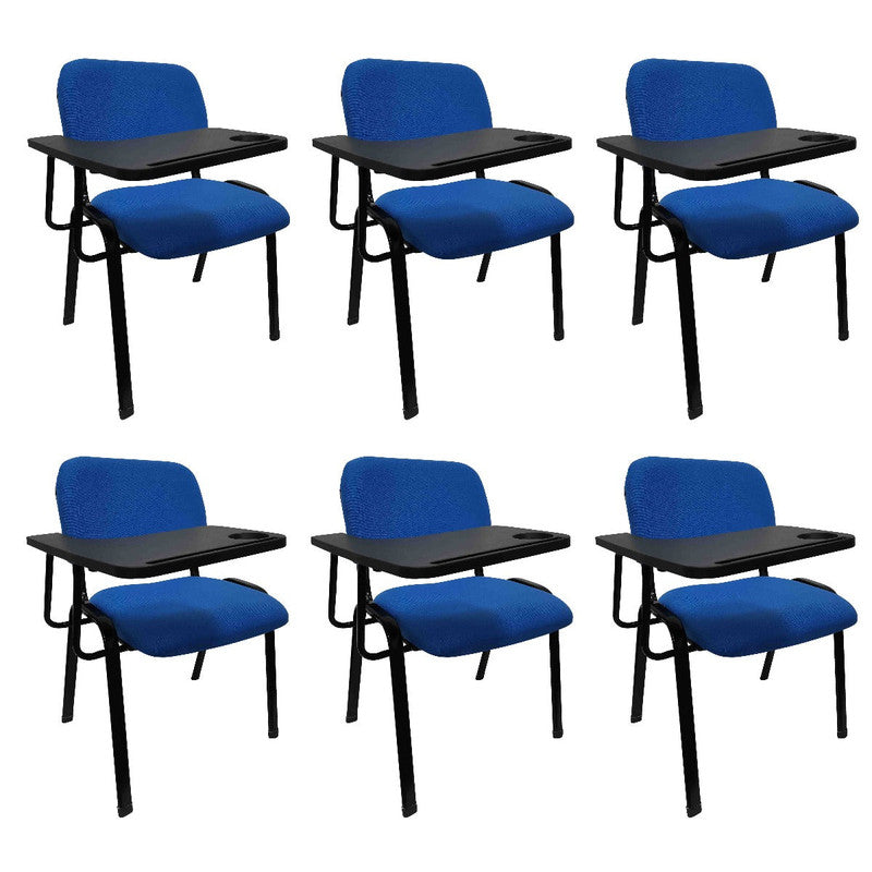 Blue NNECN Classroom Lecture Chairs with Removable Tablet Top - Set of 6 for Training and Conference