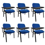 Blue NNECN Classroom Lecture Chairs with Removable Tablet Top - Set of 6 for Training and Conference