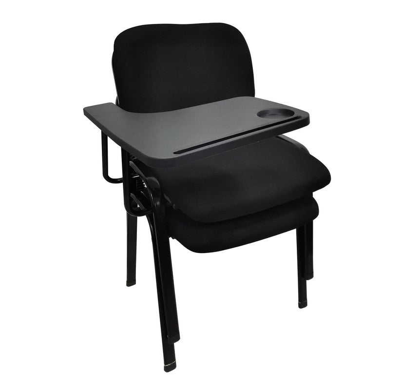 Set of 6 NNECN Black Lecture Chairs with Removable Writing Tablet for Classroom and Conference Use